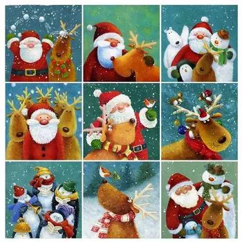 Новый 5D Diy алмазная живопись мультфильм полная круглая Алмазная мозаика Дед Мороз картина рукоделие набор для вышивки крестом домашний декор Full Round 20x20CM