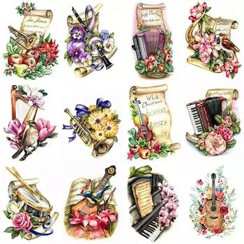 Новый 5D DIY алмазная живопись музыкальный инструмент Алмазная вышивка цветы вышивка крестиком полная квадратная круглая дрель ручной домашний декор Full Round 20x30CM