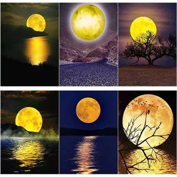 Новый 5D DIY алмазная живопись ночной вид Алмазная вышивка полная луна вышивка крестом полная круглая дрель домашний декор ручной подарок Full Round 15x20CM