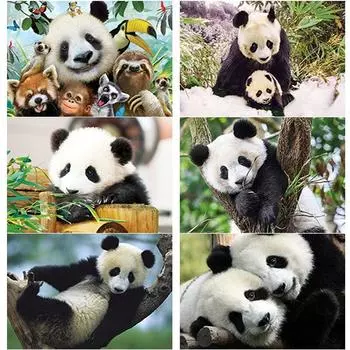 Новый 5D DIY алмазная живопись Панда Алмазная вышивка цветок вышивка крестиком полный круглый дрель ремесла домашний декор ручной подарок Full Round 15x20CM