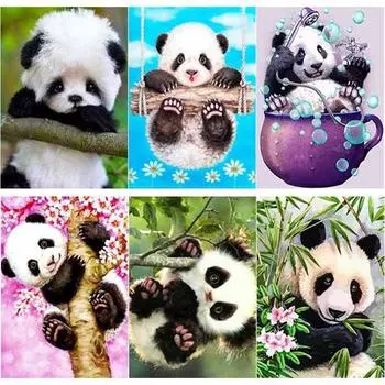 Новый 5D DIY алмазная живопись Панда Алмазная вышивка животные вышивка крестиком полная круглая дрель ремесла домашний декор ручной подарок Full Round 15x20CM