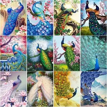 Новый 5D DIY алмазная живопись Павлин Алмазная вышивка животное вышивка крестиком цветок полная квадратная круглая дрель ремесла домашний декор подарок Full Round 15x20CM