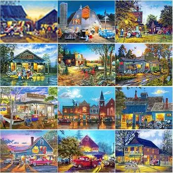 Новый 5D DIY алмазная живопись пейзаж Алмазная вышивка деревня вышивка крестом полная круглая дрель домашний декор ручной художественный подарок Full Round 15x20CM