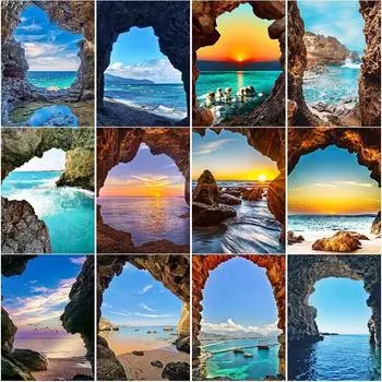 Новый 5D DIY алмазная живопись пейзаж Алмазная вышивка вид на море вышивка крестиком полная круглая дрель домашний декор ручной художественный подарок Full Round 15x20CM