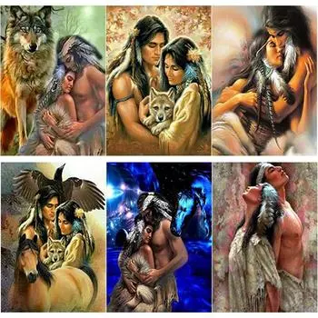 Новый 5D DIY алмазная живопись племя Алмазная вышивка волк вышивка крестиком полная круглая дрель ремесла домашний декор ручной художественный подарок Full Round 15x20CM