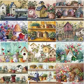 Новый 5D DIY алмазная живопись полный круглый дрель бонсай домик Алмазная вышивка пейзаж вышивка крестом ремесла домашний декор подарок Full Round 15x20CM