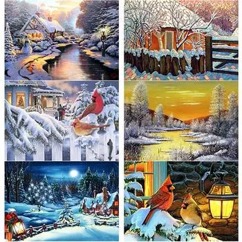 Новый 5D DIY алмазная живопись Снежная сцена Алмазная вышивка Снежный дом вышивка крестиком полная круглая дрель домашний декор ручной подарок Full Round 15x20CM