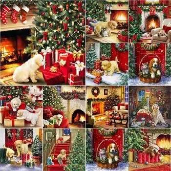 Новый 5D DIY алмазная живопись собака Алмазная вышивка животное вышивка крестиком полная круглая дрель ручной домашний декор Рождественский подарок Full Round 20x20CM