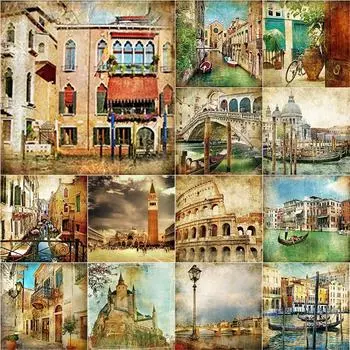 Новый 5D DIY алмазная живопись Старая улица Алмазная вышивка пейзажи вышивка крестом полная круглая дрель домашний декор ручной подарок Full Round 20x20CM
