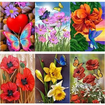 Новый 5D DIY алмазная живопись свежие цветы Алмазная вышивка пейзажи вышивка крестиком полная круглая дрель домашний декор ручной подарок Full Round 15x20CM