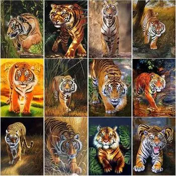 Новый 5D DIY алмазная живопись Тигр Алмазная вышивка животные вышивка крестиком полная квадратная круглая дрель ремесла домашний декор ручной подарок Full Round 15x20CM