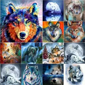 Новый 5D DIY алмазная живопись Волк Алмазная вышивка животное вышивка крестиком полная квадратная круглая дрель ручная работа домашний декор художественный подарок Full Round 20x20CM