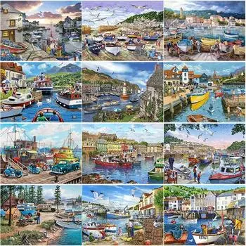 Новый 5D DIY алмазная живопись вид на море Алмазная вышивка пейзаж пирс вышивка крестиком полная круглая дрель домашний декор художественный подарок Full Round 20x30CM