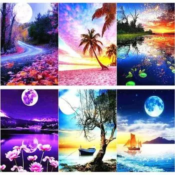 Новый 5D DIY алмазная живопись вид на море Алмазная вышивка пейзажи вышивка крестиком полная круглая дрель домашний декор ручной художественный подарок Full Round 15x20CM