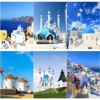 Новый 5D DIY алмазная живопись вид на море Алмазная вышивка замок вышивка крестиком полная круглая дрель домашний декор ручной художественный подарок Full Round 15x20CM