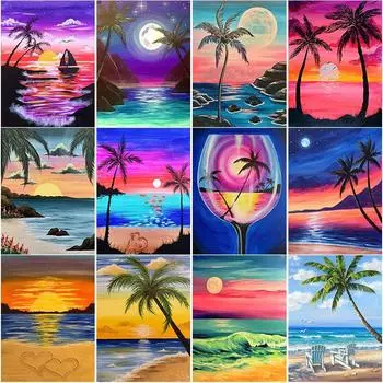 Новый 5D DIY алмазная живопись закат Алмазная вышивка вид на море вышивка крестиком ремесла полная круглая дрель домашний декор художественный подарок Full Round 15x20CM