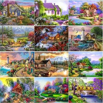 Новый 5D DIY алмазная живопись закат дом Алмазная вышивка пейзаж вышивка крестом полная круглая дрель домашний декор ручной подарок Full Round 15x20CM