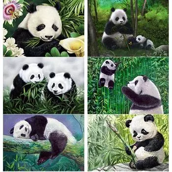 Новый 5D DIY алмазная живопись Животные Алмазная вышивка Панда вышивка крестиком полная круглая дрель ремесла домашний декор ручной подарок Full Round 15x20CM