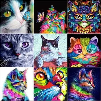 Новый 5D DIY алмазная живопись животные стразы вышивка кошка вышивка крестом полная круглая дрель ручной работы искусство домашний декор подарок Full Round 20x20CM