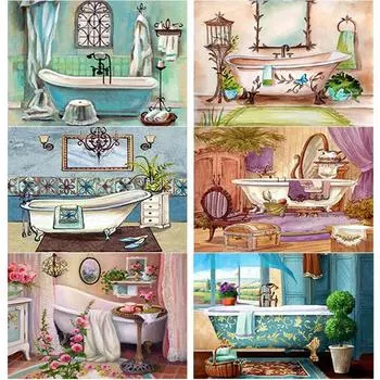 Новый 5D DIY Алмазная картина Ванна Алмазная вышивка Пейзаж Вышивка крестиком Полный круглый дрель Домашний декор Ручной художественный подарок Full Round 15x20CM