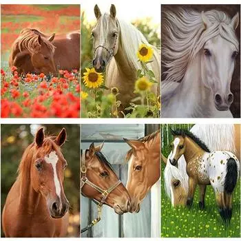 Новый 5D DIY цветок алмазная живопись лошадь Алмазная вышивка животное вышивка крестиком полная круглая дрель домашний декор ручной подарок Full Round 15x20CM