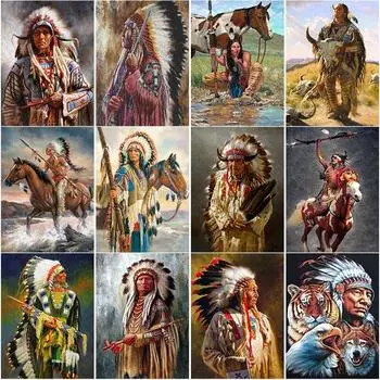 Новый 5D DIY Пейзаж Алмазная картина Племя Алмазная вышивка Лошадь Вышивка крестиком Полный круглый дрель Домашний декор Ручной подарок Full Round 15x20CM