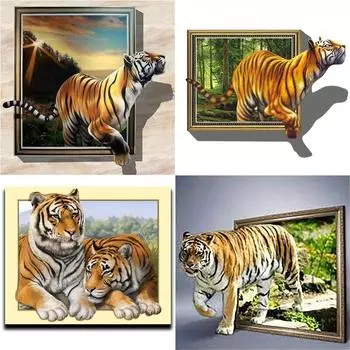 Новый 5D DIY Тигр Алмазная картина полная круглая квадратная дрель горный хрусталь вышивка животных вышивка крестиком ручная работа искусство домашний декор подарок Full Round 20x20CM