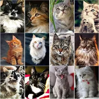 Новый 5D DIY животное алмазная живопись кошка алмазная вышивка пейзаж вышивка крестиком ремесла полная квадратная круглая дрель домашний декор подарок Full Round 15x20CM