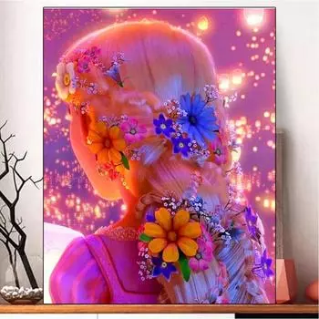 Новый 5DDIY Алмазная роспись Цветочная Мечта Назад Цветочная Девушка Мозаика Ювелирные Изделия Вышивка Девичья Комната Украшения Дома Подарок Full Round 20x30CM