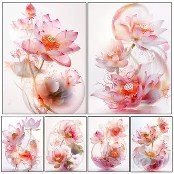 Новый 5DDIY Алмазный Рисунок Полный Круглый Квадратный Алмазный Лотос Крест Иглы Набор Цветочная Мозаика Вышивка Настенное Украшение Full Round 20x30CM