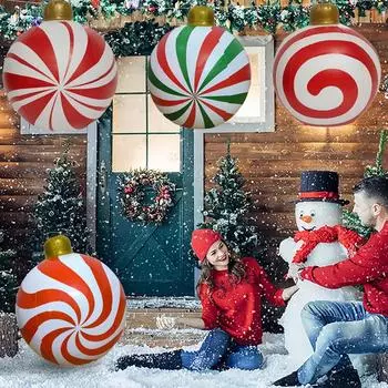 Новый 60 см надувной Рождественский шар в виде конфеты Рождественский шар для украшения Рождество ПВХ конфеты