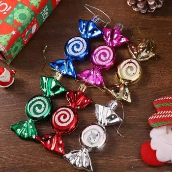 Новый 6 шт DIY Рождественская елка украшения кулон гальванизированный конфета Рождественский шар окно дверь подвесной шар Декор С Новым годом подарок 6PCS