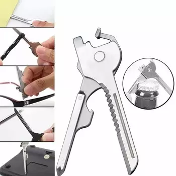 Новый 6 в 1 Utili Key Multi Tool Многоцелевой Карманный ключ-отвертка Многофункциональный многофункциональный инструмент для снаряжения Утилита для отдыха на открытом воздухе Ручной инструмент серебряный
