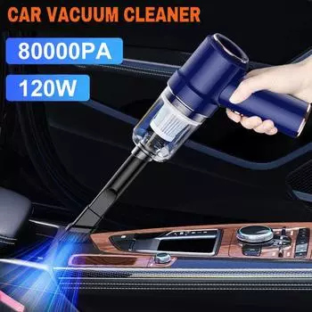 Новый 80000pa 8 шт./компл. 2 в 1 автомобильный пылесос с беспроводной зарядкой Air Duster ручной мощный пылесос для домашнего офиса 8pcs/set чёрный