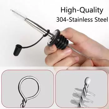 Новый 8 шт. дозатор из нержавеющей стали с черными резиновыми пробками-пыльниками + 3 шт. щеток для чистки