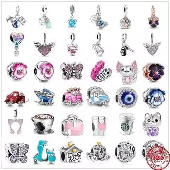 Новый 925 пробы серебро бесконечность сердца и звезды цветок кулон DIY тонкие бусины Подвески подходят оригинальный браслет-подвеска для женщин