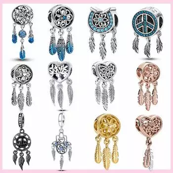 Новый 925 пробы серебро Ловец снов висячие подвески в форме сердца бусина для оригинального браслета-подвески Ловец снов ювелирные изделия