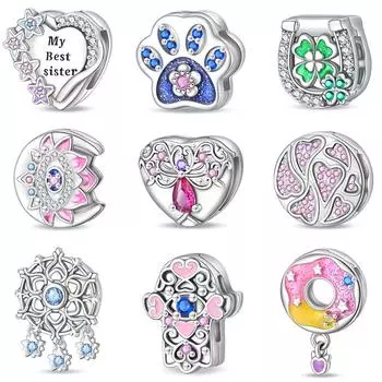 Новый 925 пробы серебро пончик защита подвески в виде лотоса плоская бусина подходит для оригинального браслета 925 DIY ювелирные изделия подарок дружбы