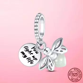 Новый 925 пробы серебро светится в темноте светлячок подвеска-подвеска подходит для оригинального модного браслета DIY ювелирные изделия