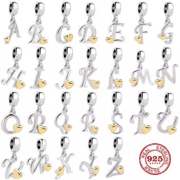 Новый 925 Серебро 26 Букв A-Z Подвеска Изысканные Бусины Подходит Оригинальный Женский Браслет Подвески Серебро 925 Браслет Модные Ювелирные Изделия Для Женщин