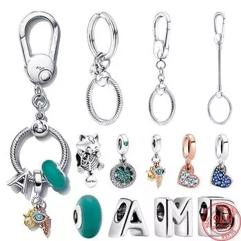 Новый 925 стерлингового серебра брелок для ключей бусины шарма подходят браслет ожерелье Diy изящные ювелирные изделия подарок шармы для женщин