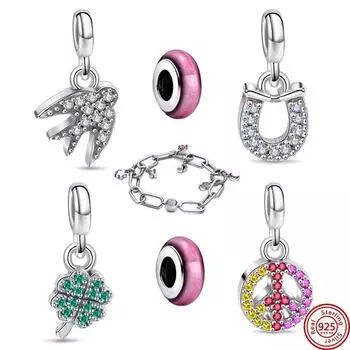 Новый 925 стерлингового серебра My Love Starfish Flamingo кулон Charm Fit Original Me браслет DIY бисер ювелирные изделия для женщин