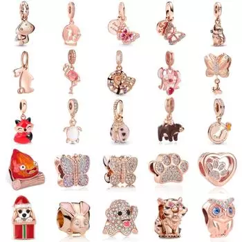 Новый 925 стерлингового серебра розового золота Paw Print Charm of ley 925 цепи бисер подходит оригинальный браслет Pandora DIY женские украшения