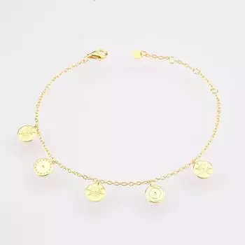 Новый 925 стерлингового серебра золото металлический браслет-цепочка с монетами женские роскошные ювелирные изделия изысканные украшения для вечеринок рок-панк