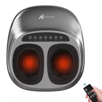 Новый AIFOLLOW для релаксации ног, электрический массажер для релаксации ног, давление на ноги 3D, 3 уровня, 3 уровня воздушного тепла, уход за подошвами, таймер, дистанционное управление, домашнее использование чёрный