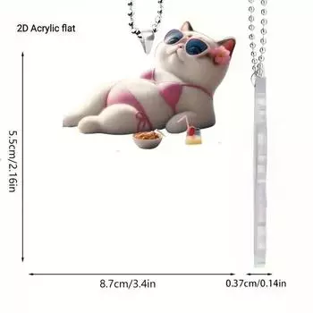 Новый акриловый 2D мультяшный кот бикини подвеска для автомобиля декоративное подвесное украшение для транспортных средств