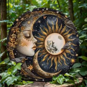 Новый акриловый двусторонний окрашенный кулон в виде диска Солнца и Луны, окно для спальни, пасхальный праздничный кулон 20*20cm