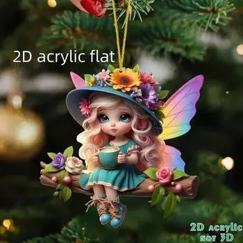 Новый акриловый плоский 2D элегантный и милый супер милый кулон-фея для автомобиля, кулон для украшения дома, брелок, кулон для рюкзака, кулон для зеркала заднего вида автомобиля 2025