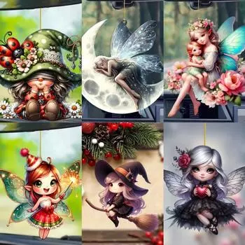 Новый акриловый плоский 2D автомобиль плоский эльф ангел комплект кулон брелок рюкзак мобильный телефон кулон украшения для дома рождественский кулон