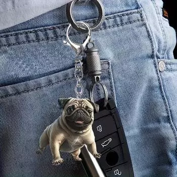 Новый акриловый плоский 2D брелок в виде мопса рождественский подарок акриловое украшение на рюкзак креативная подвеска на рождественскую елку 5*4.8cm